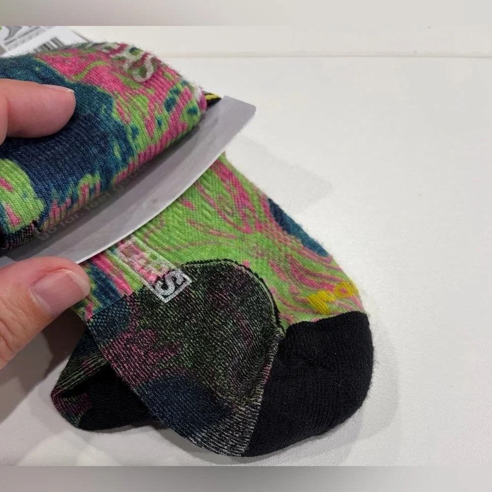 SmartWool Men’s Medium Zero Cushion Pow Print Ski Socks Blue NWT Over the Calf